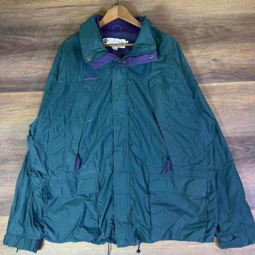 Columbia Women's XL Radial Sleeve Jacket Green Purple Vintage‎ 90s